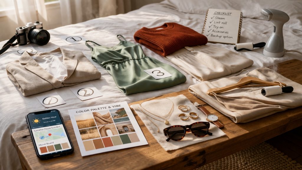 Guía paso a paso para preparar un outfit de influencer antes de una sesión de fotos