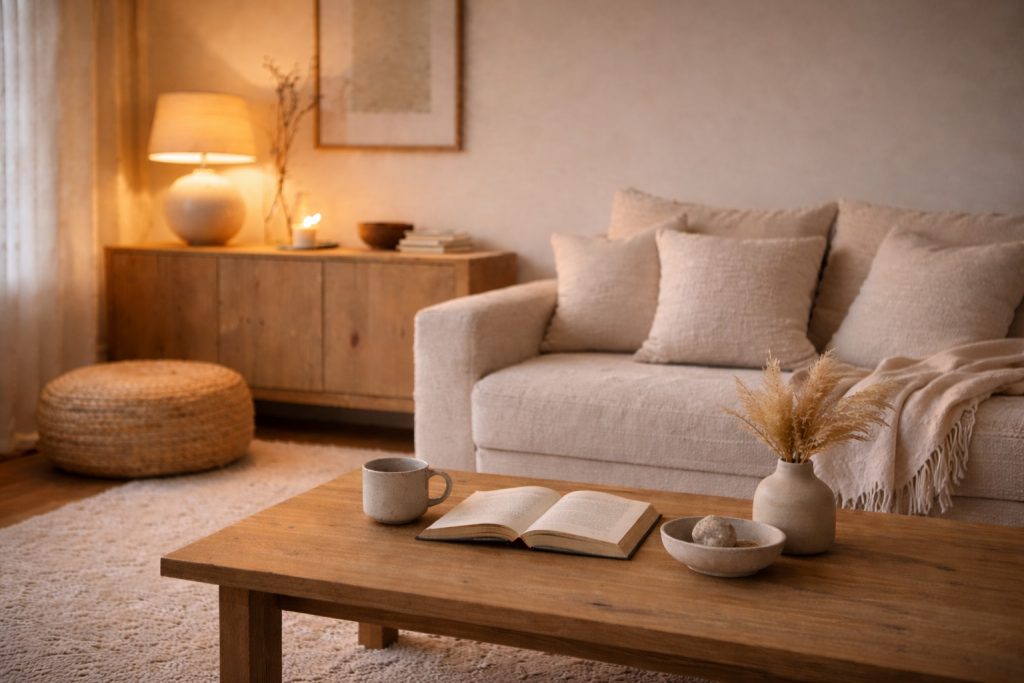 Colores neutros en la decoración minimalista para un hogar relajante