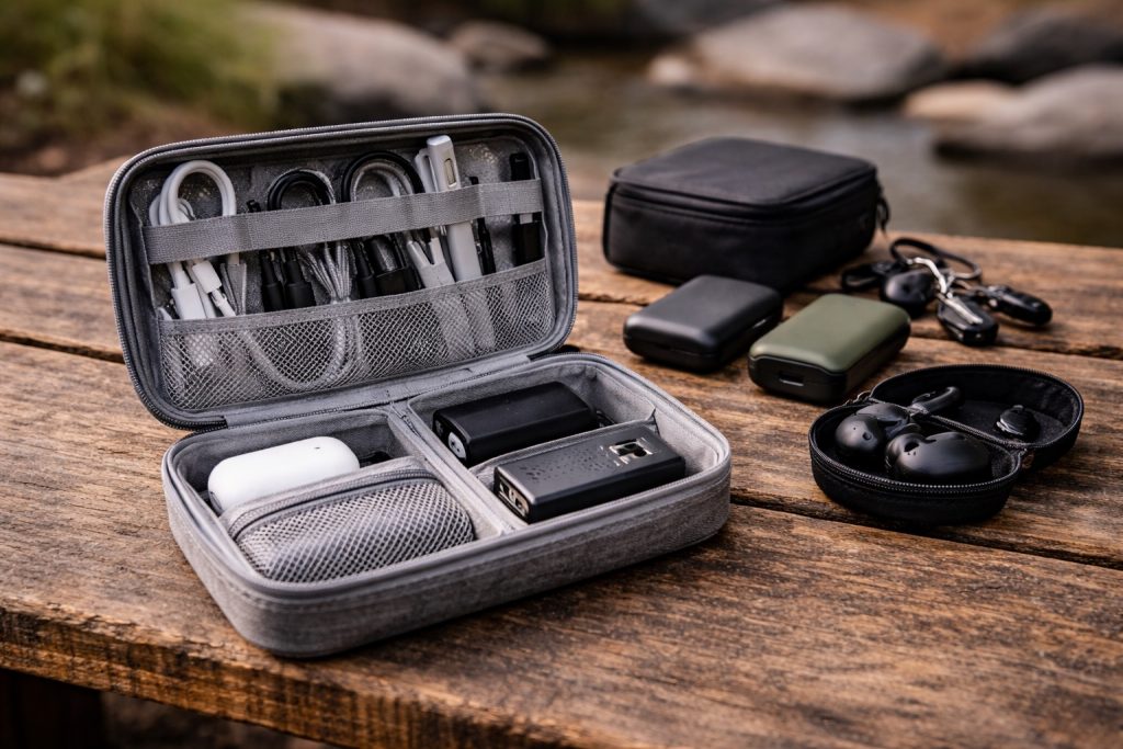 Organizadores de cables y tecnología compacta