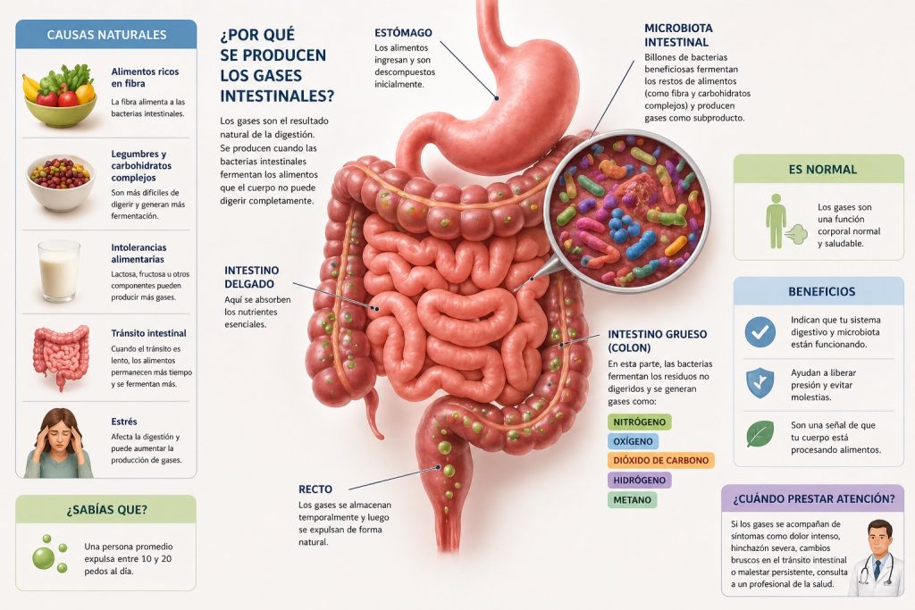 Qué son los gases intestinales y por qué se producen