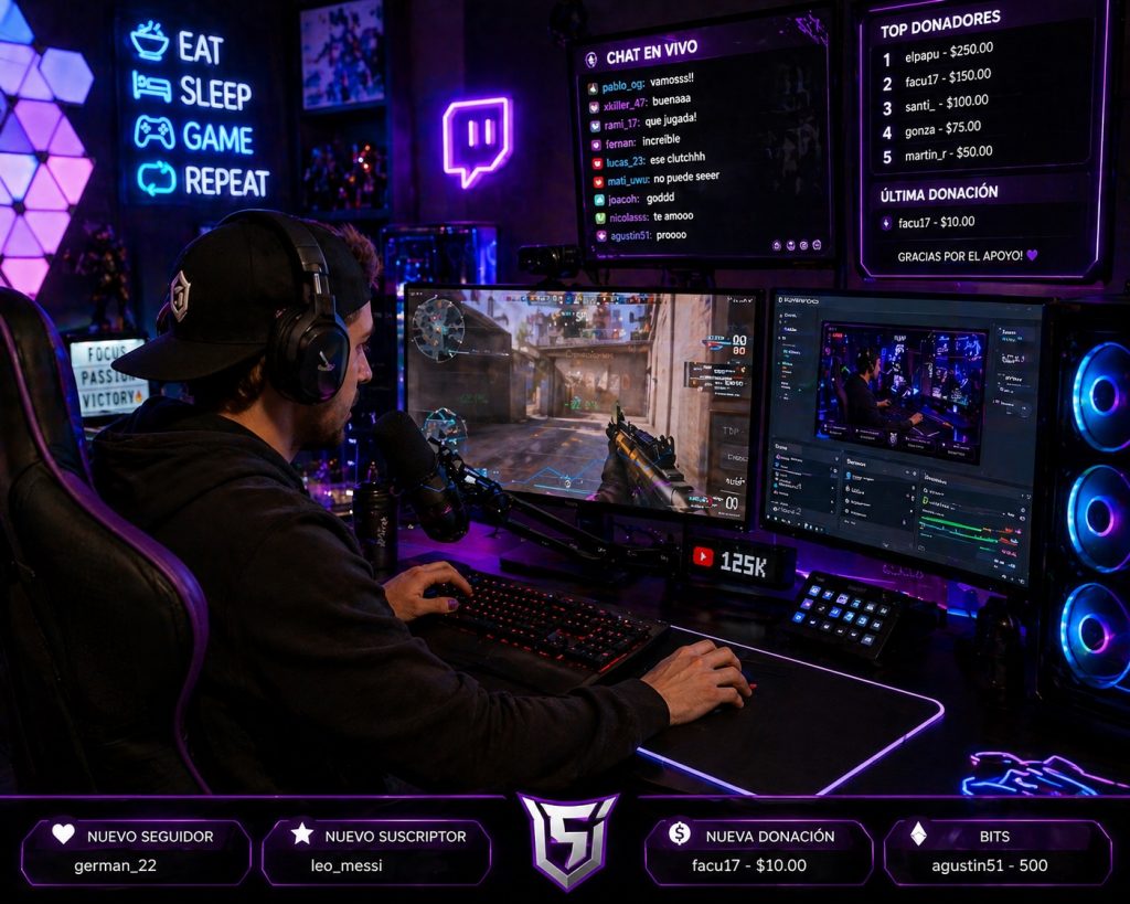 Streaming y gaming profesional para ganar dinero en internet con entretenimiento digital