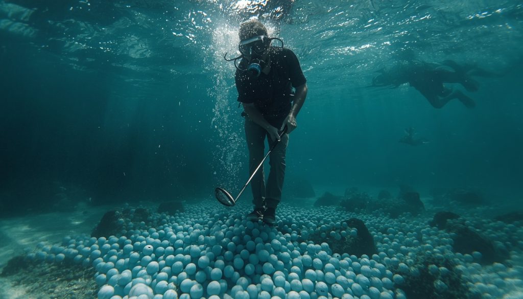 Buceador de pelotas de golf dentro de los trabajos raros reales más peligrosos