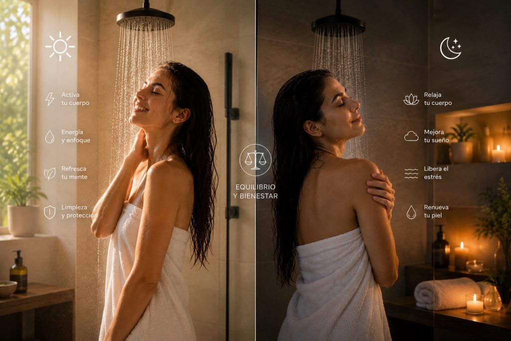 Ducharse de mañana vs ducharse de noche diferencias principales